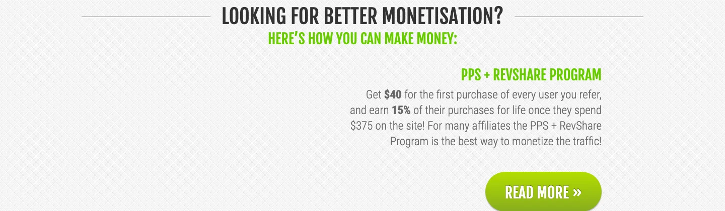 BongaCash PPS plus revshare program: 40 dollars first purchase, 15 percent