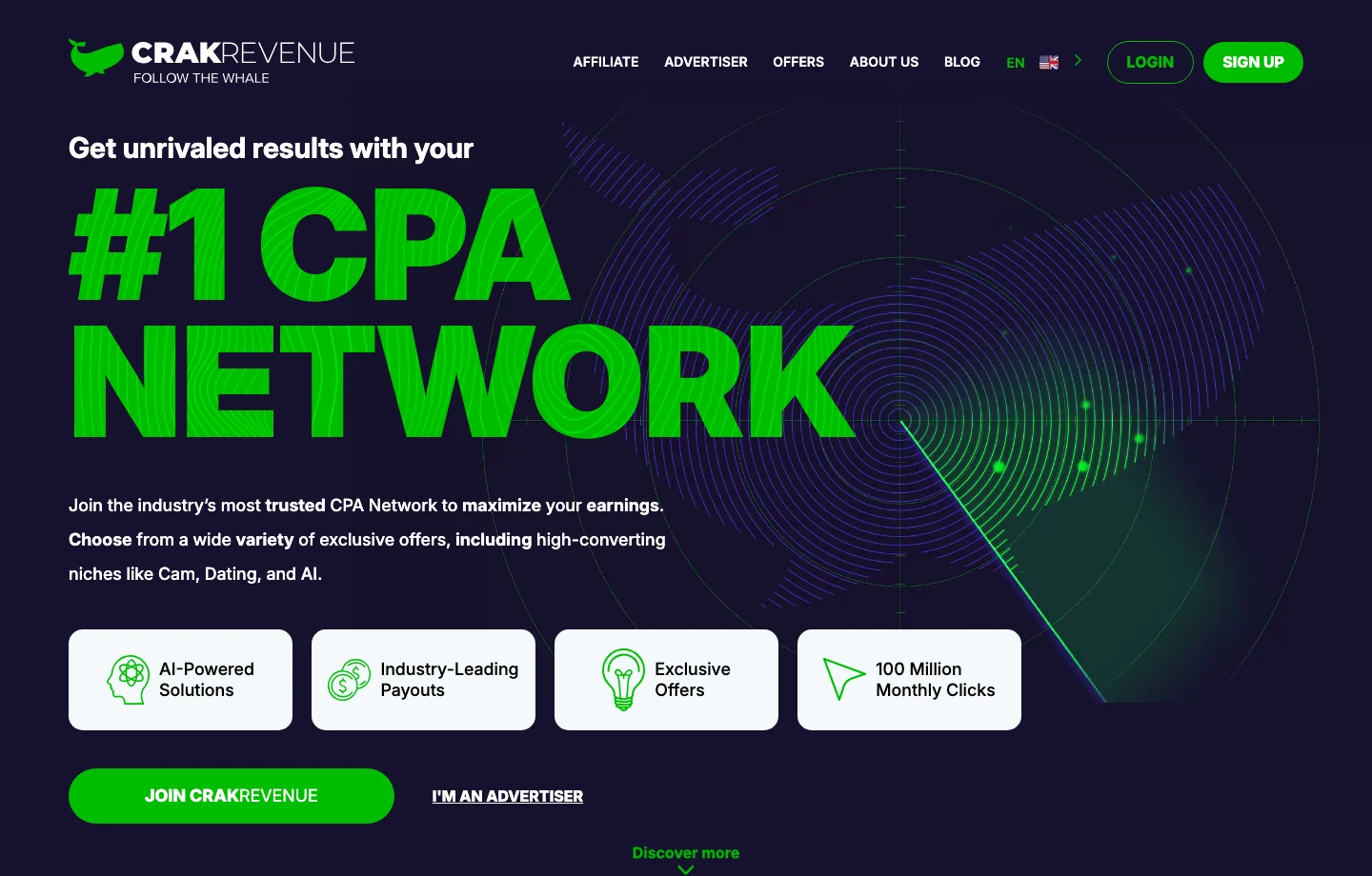 CrakRevenue home page: number one CPA network