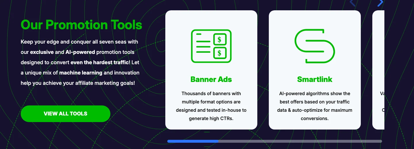 CrakRevenue promotion tools: banner ads, smartlink